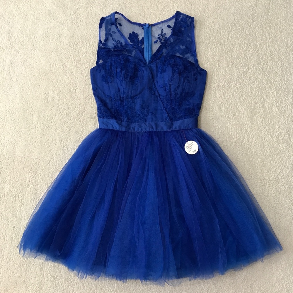 Tulle Sleeveless Mini Dress Blue Tutu Dress Pit to Pit 15.5โ - Picture 2 of 14